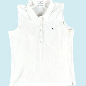 Vineyard Vines Shirt Women's XL White Sleeveless Polo Soft Comfort Stretch